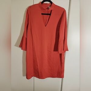 Philosophy Republic Clothing Red Sheath Dress with 3/4 Bell Sleeves Size L